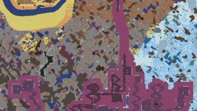 Overhead map render of a Terraria Dungeon showing brick corridors descending deep underground