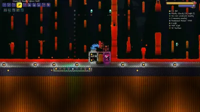 A lava-lit arena during a Frost Moon wave event