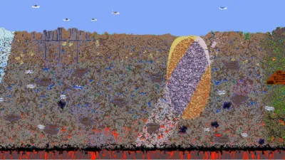 World map showing the V-shaped Hardmode stripes of Hallow and Corruption