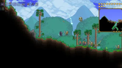 Pirate enemies invading a forest surface biome