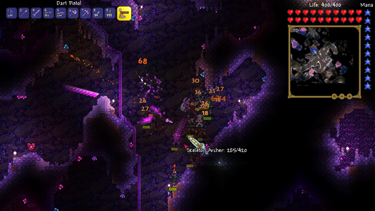 The Underground Hallow — crystalline caverns and much stronger enemies that appear once the Wall of Flesh falls
